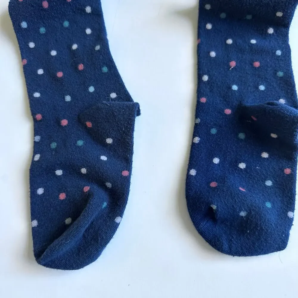 Carter's Blue Polka Dot Heart Knee Tights Size 4-7 Years